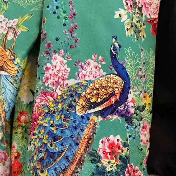 Peacock Print Bomber Jacket - Picture 2 of 3